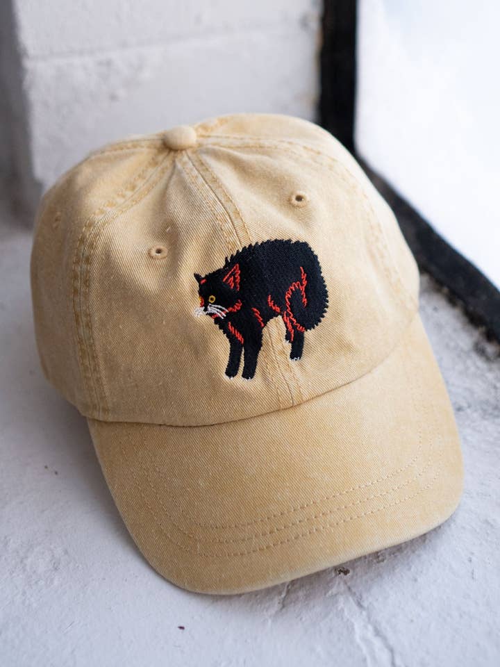 Scaredy Cat Hat | Black Cat Embroidered Dad Hat for wholesale by Stay Home Club