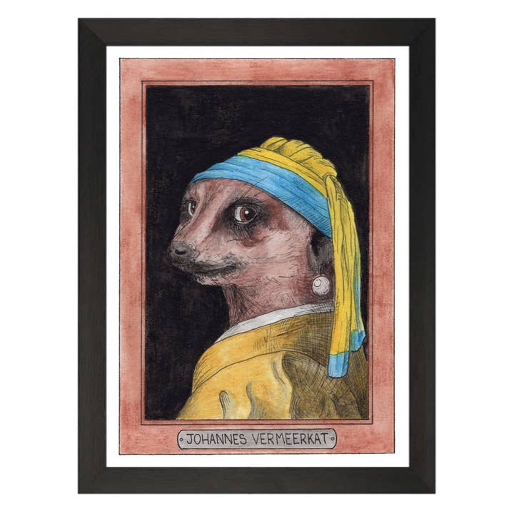 Johannes Vermeerkat / Johannes Vermeer / Zooseum Art Print for wholesale by Ah Ha Brands