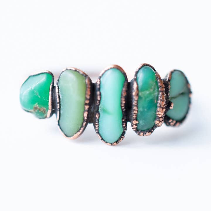 SALE Multi Stone Chrysoprase ring | Tumbled chrysoprase ring for wholesale by HAWKHOUSE