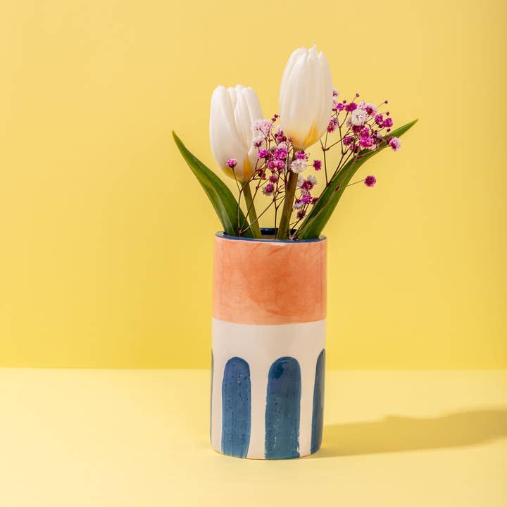 Ana Seixas - Wholesale Vase - Girl with Deep Blue Stripes / Ceramic Vase2