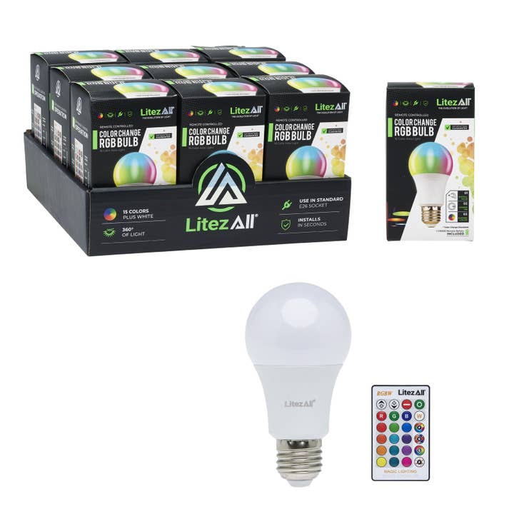 LitezAll LED Color Changing Light Bulb with Remote for wholesale by LitezAll