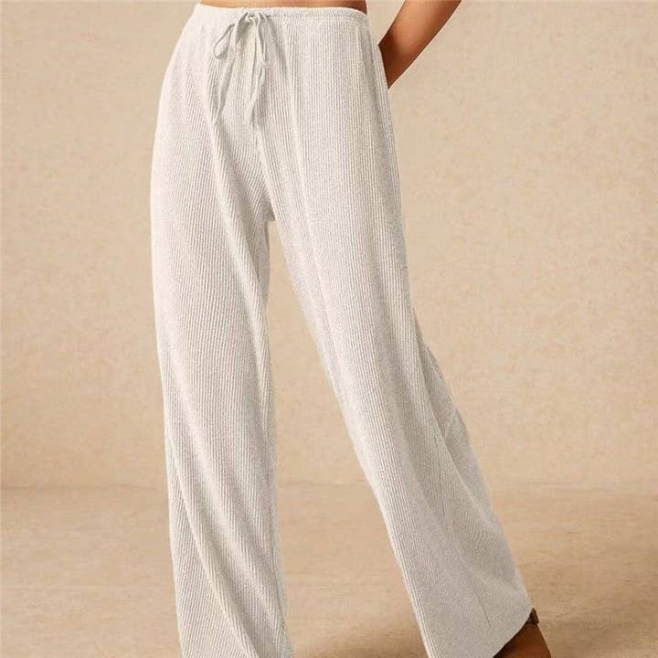 Pantaloni larghi in vita elasticizzata tinta unita per la vendita all'ingrosso da parte di kycozy