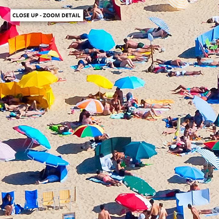 PRINT AND PROPER - Wholesale Art print - Summer Beach Art Print. People Playing Beach Umbrellas Wall2