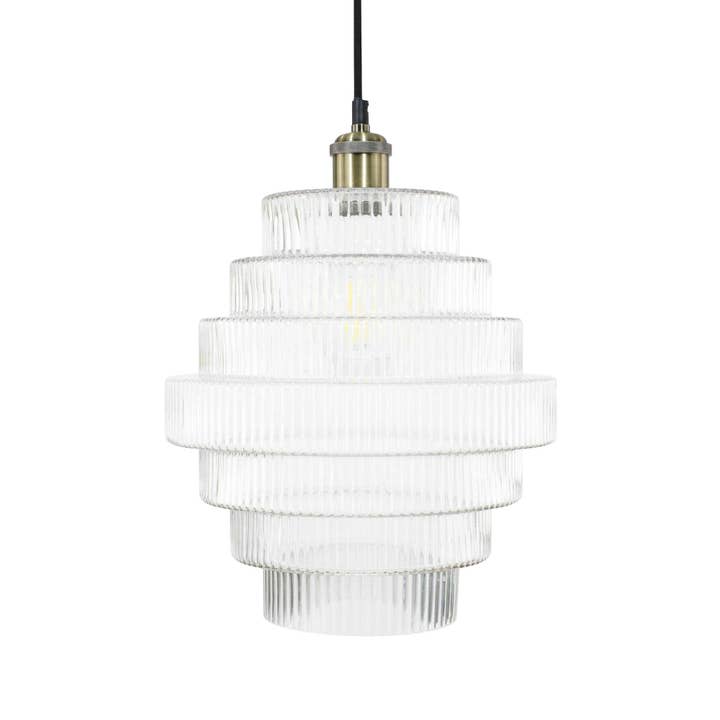 C-Création - Wholesale Chandelier/Hanging Light - Clear ribbed glass pendant Challe GM2