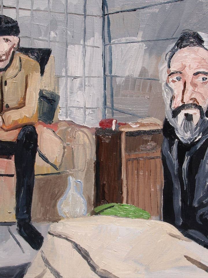 Homeless Men. Original Oil Painting. 16" x 20". for wholesale by John Kline Artwork