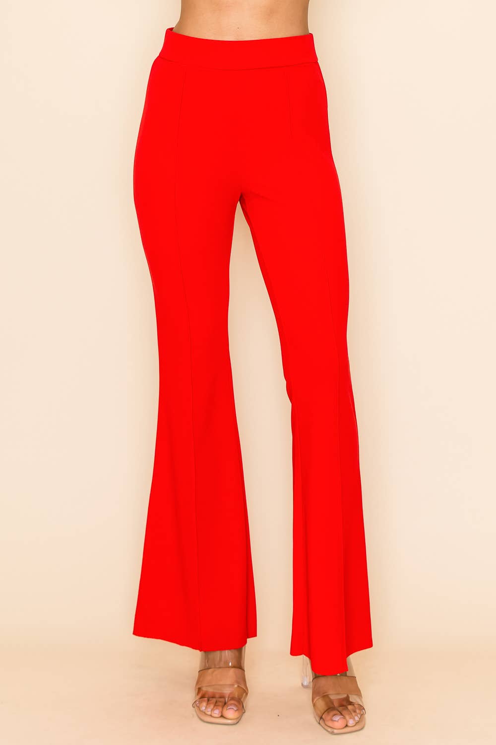 Urban Diction - Vente Pantalon – femme - Pantalon Bell décontracté et professionnel NOIR/ROUGE/VERT/IVOIRE25