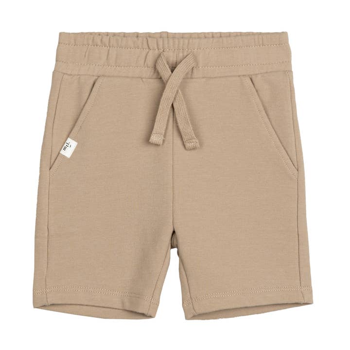 Babyshorts met latte terry voor wholesale door Miles the Label