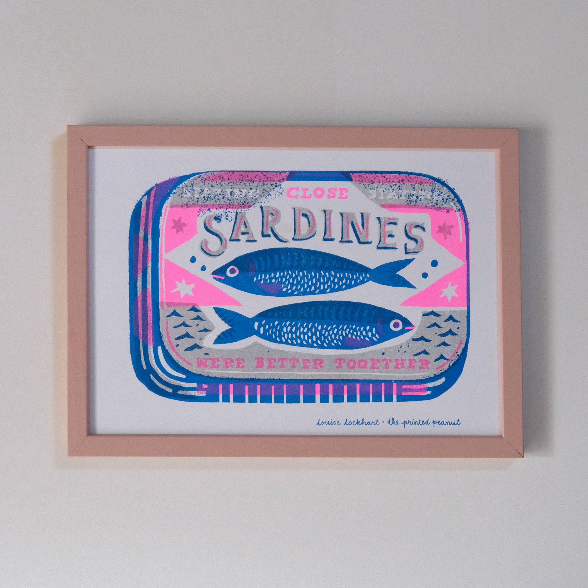 The Printed Peanut Homeware & Stationery - Wholesale Art Print - A4 Sardines Risograph Art Print2