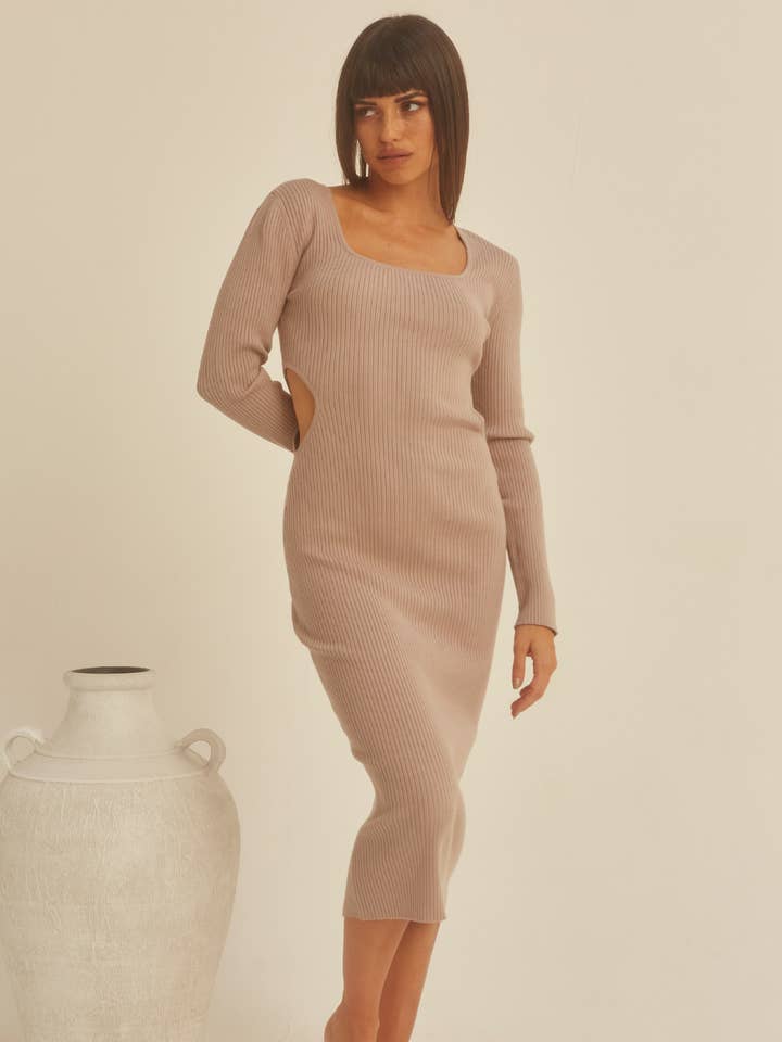 CD7591 - Bernie Side Cut-out Knit Midi Dress for wholesale by Crescent