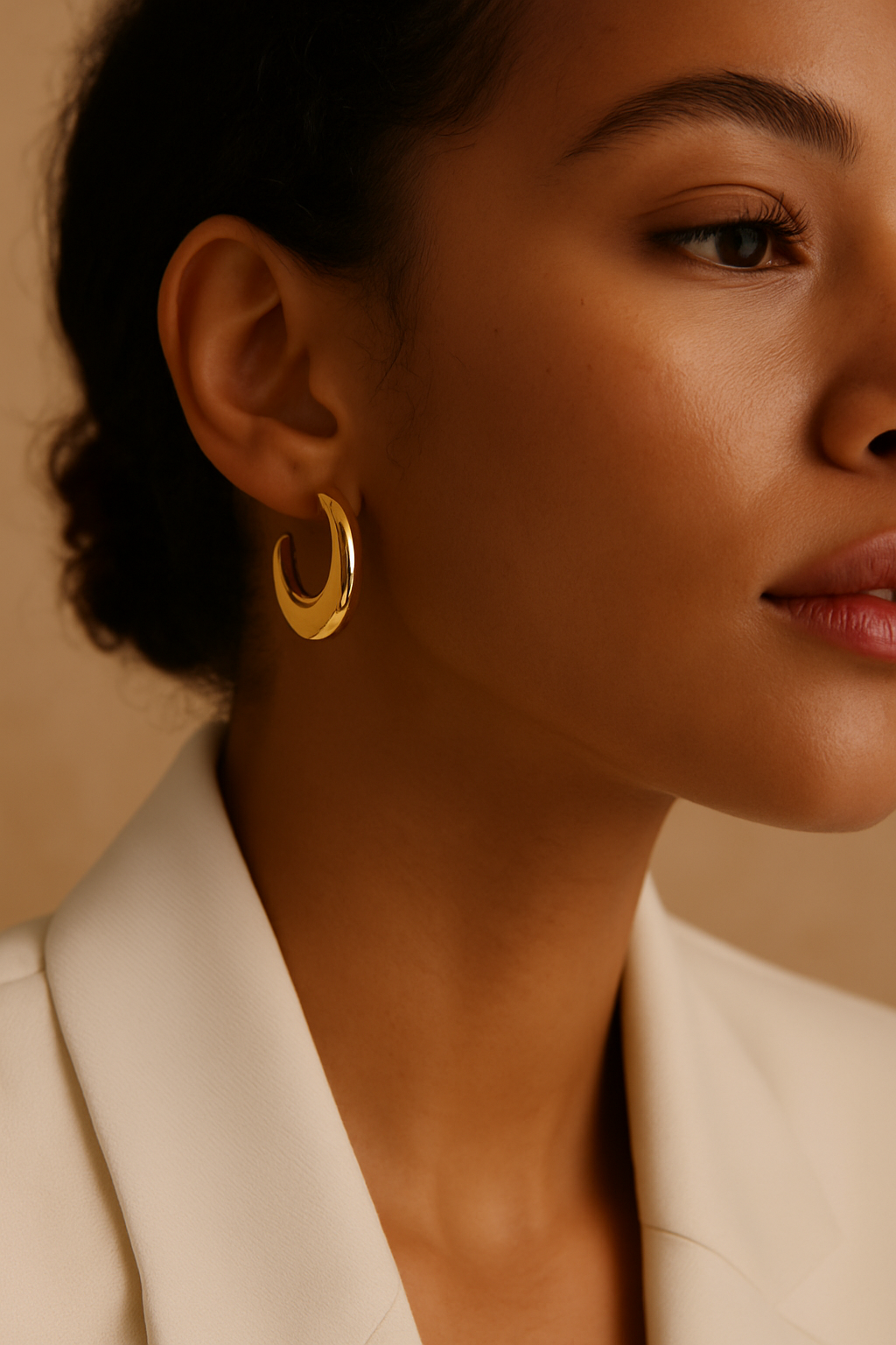 Gold Lunar – wholesale Hoop earrings – Lunar Moon Hoops Waterproof 18k Gold Sleek Earrings1