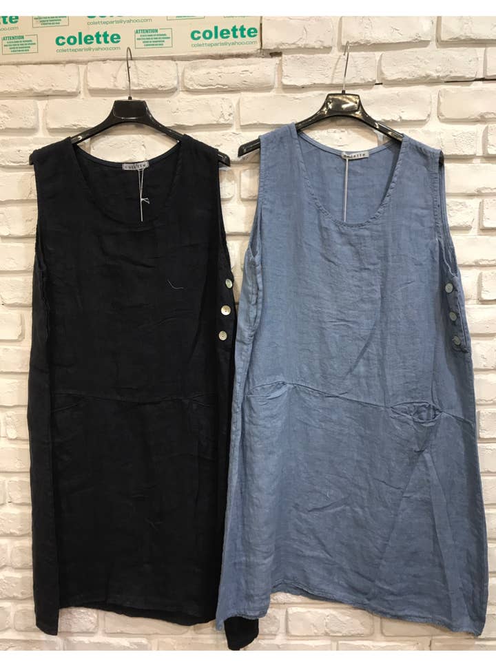 la maison des fibres naturelles – Großhandel Kleid – Damen – Ärmelloses Kleid aus 100 % Leinen, Modell 62551937