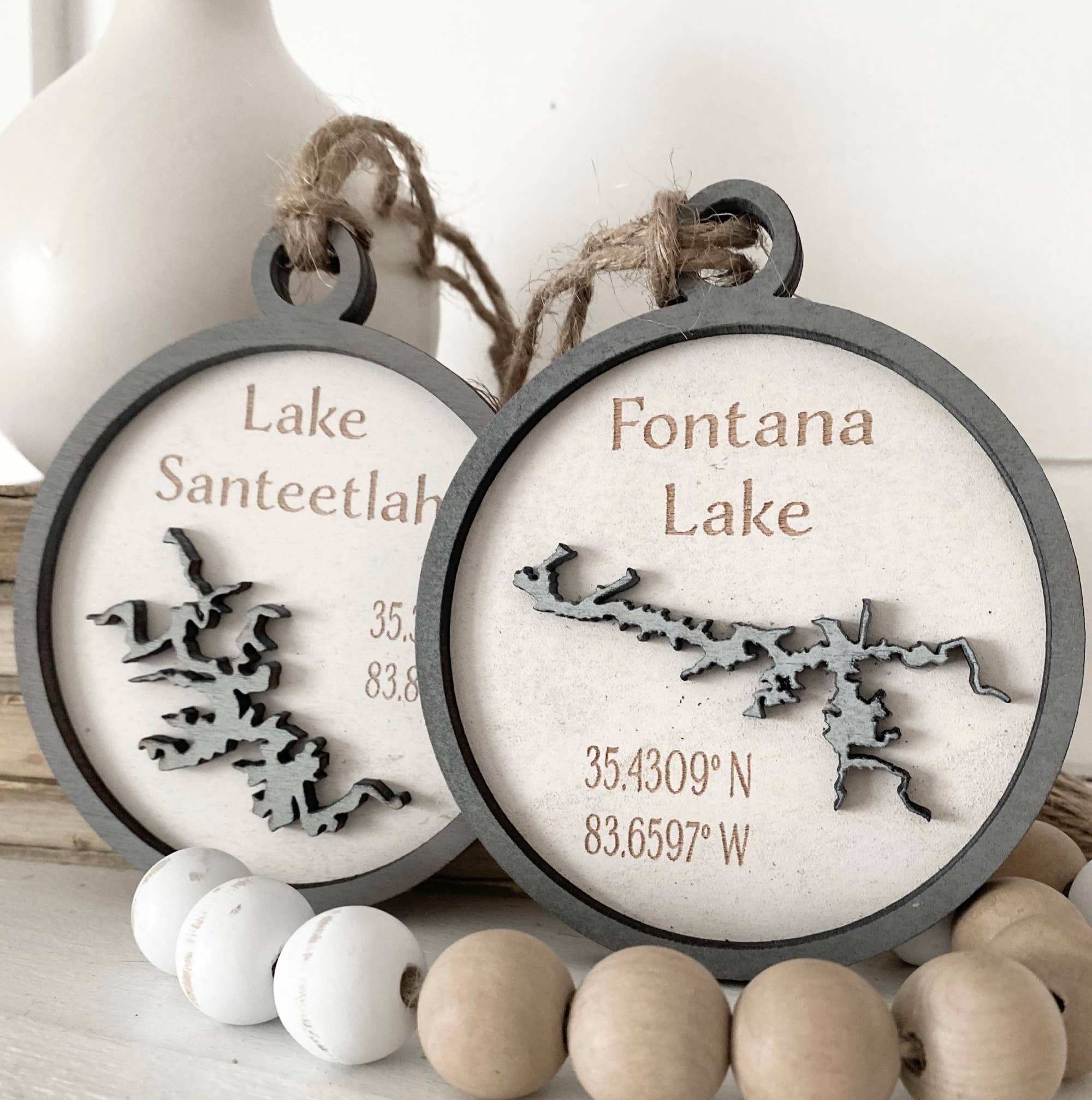 Pine Designs - Wholesale Ornament - Ornament - "Any" Lake Map Wood Ornament or Gift Tag3