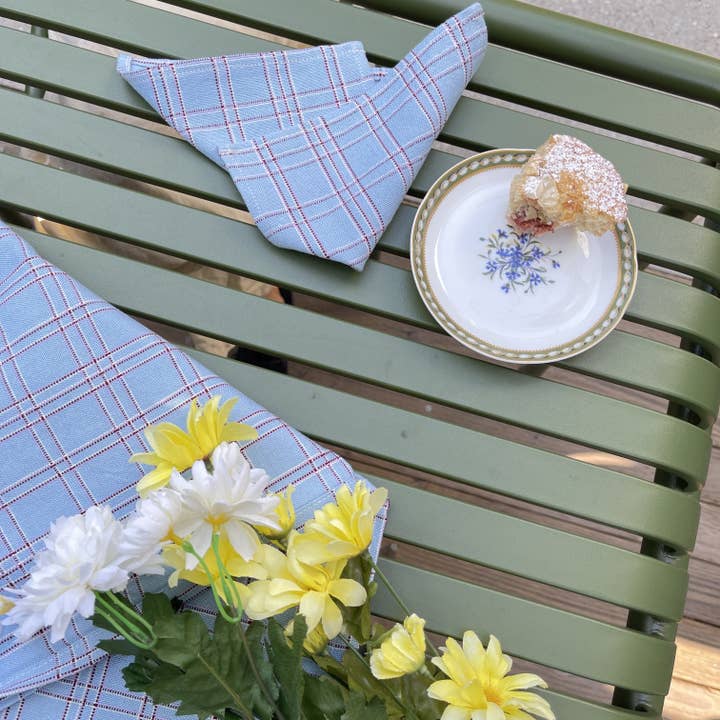 Archive NY – wholesale Dinner & cloth napkin – Set of 4 - Chiapas Plaid Light Blue Napkin6