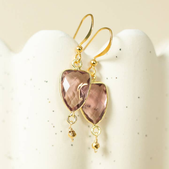 Rhodolith Granat Gold Isla Ohrringe für den Großhandel von Parken Jewelry