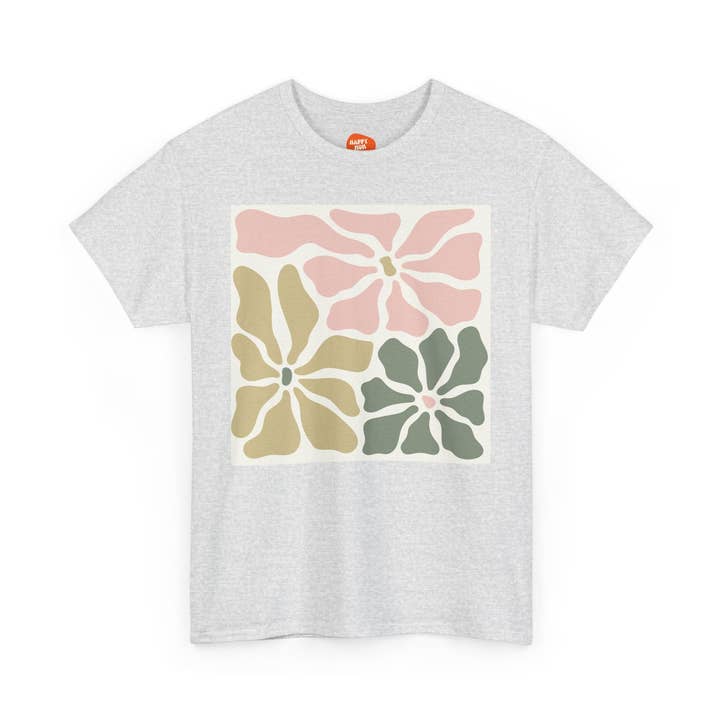 Retro Bloemen Zware Katoenen T-shirt - Perfect voor de Lente & Casual Draagcomfort voor wholesale door Happymom