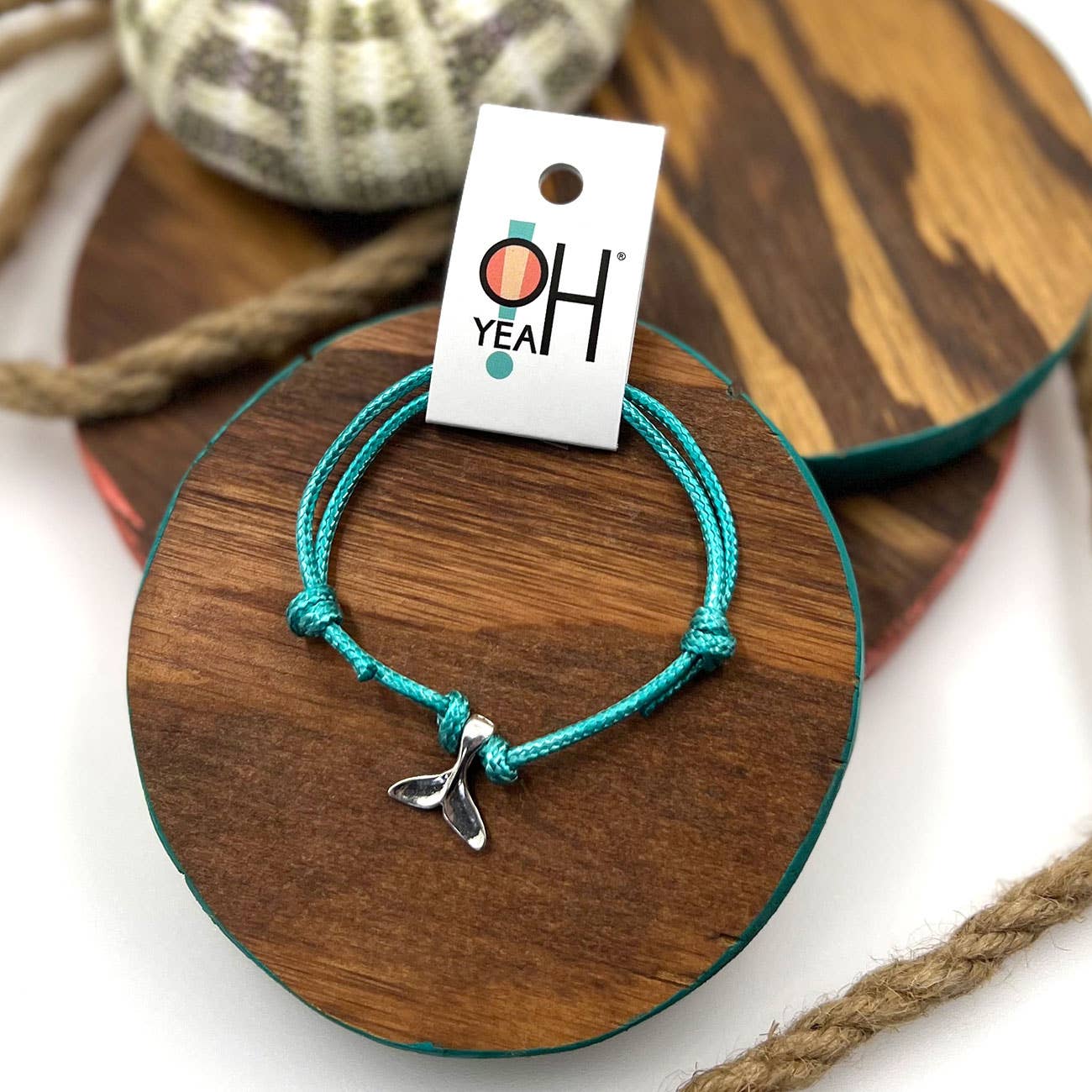 O Yeah Gifts - Wholesale Charm/Dangle Bracelet - Whale Tail Charm Bracelet, Silver Charm Blue Beaded Bracelet2