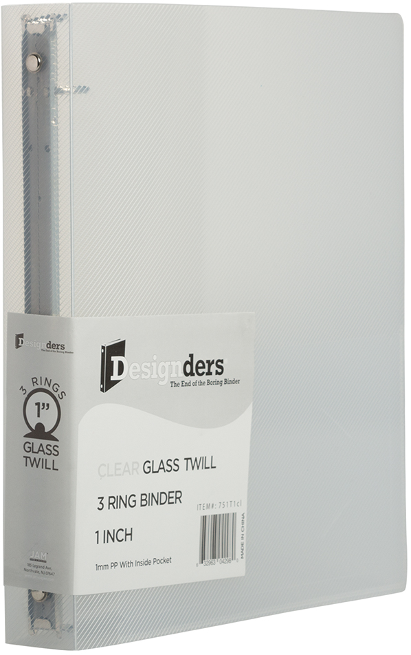 JAM PAPER - Wholesale Binder - JAM Plastic 1 inch Binder, Clear 3 Ring Binder, 1/PK0
