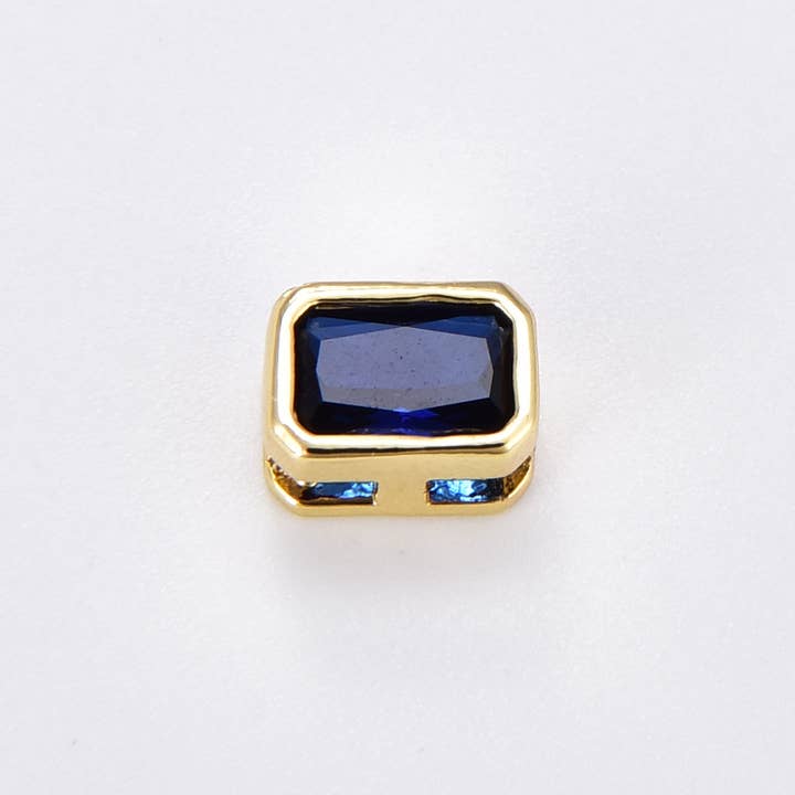 Beads Creation - Wholesale Individual Charm/Pendant - Gold Filled Rectangle Micro Pave Connector Spacer Bead BD141