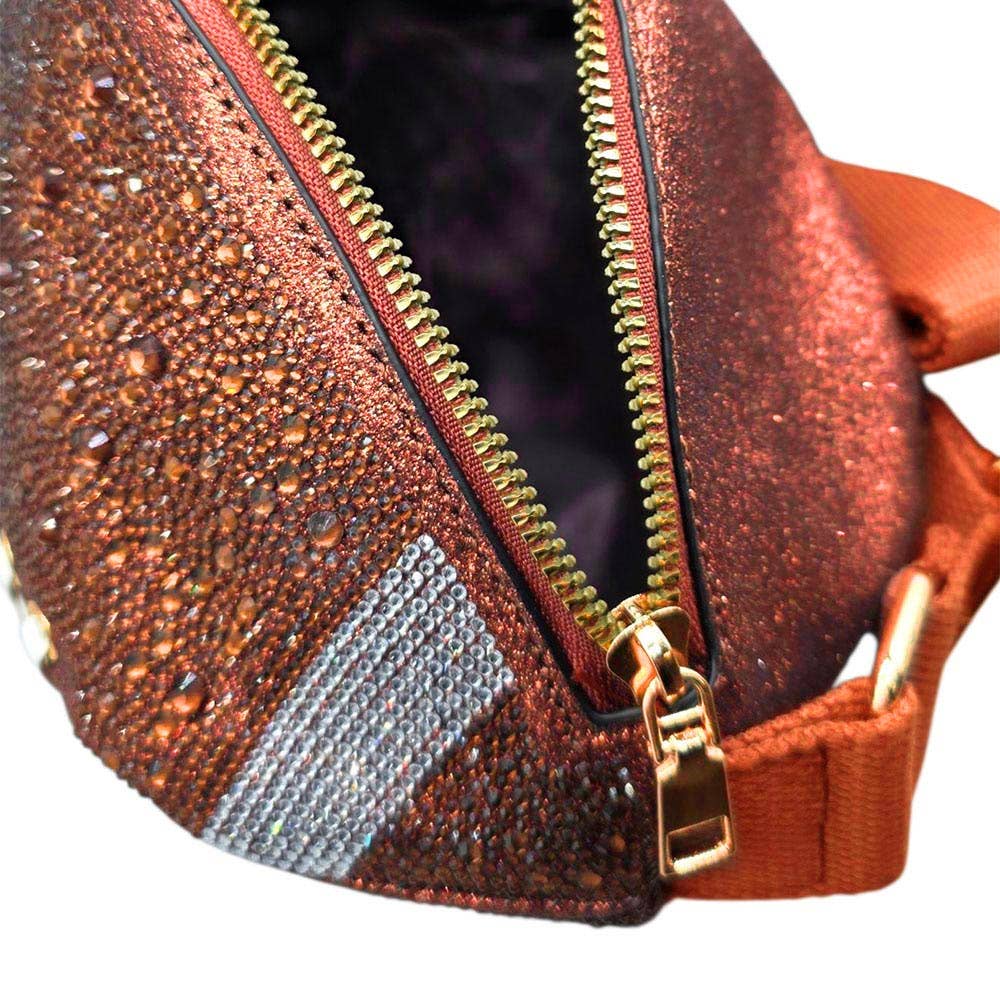 Sensibling Corp. - Wholesale Belt Bag - Women's - Bling Studded Game Day Football Shape Fanny Pack / Sling Bag3