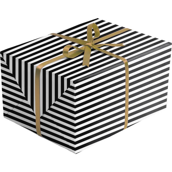 Jillson & Roberts - Wholesale Wrapping Paper Roll - Black White Stripe Gift Wrap - Roll1