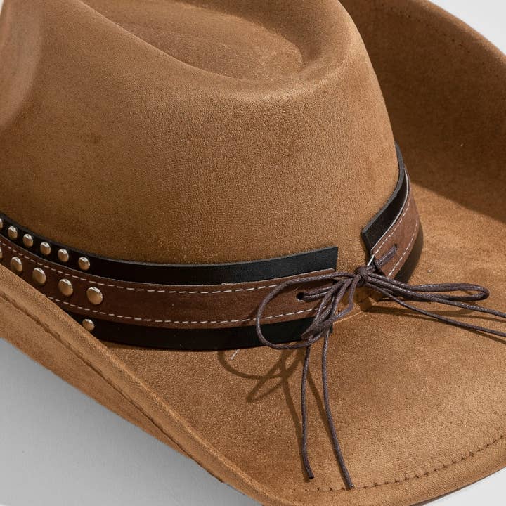 Collections by Fame Accessories - Wholesale Fedora - Women's - Layered Western Bull Head Strap Cowboy Hat
