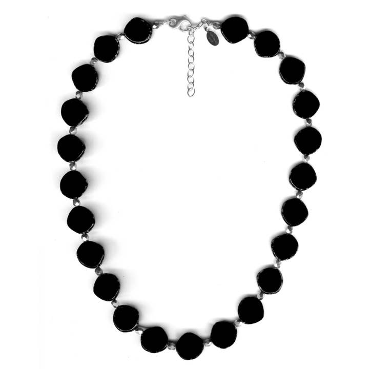 Black Small Circle Beaded Statement Necklace for wholesale by Stefanie Wolf Designs