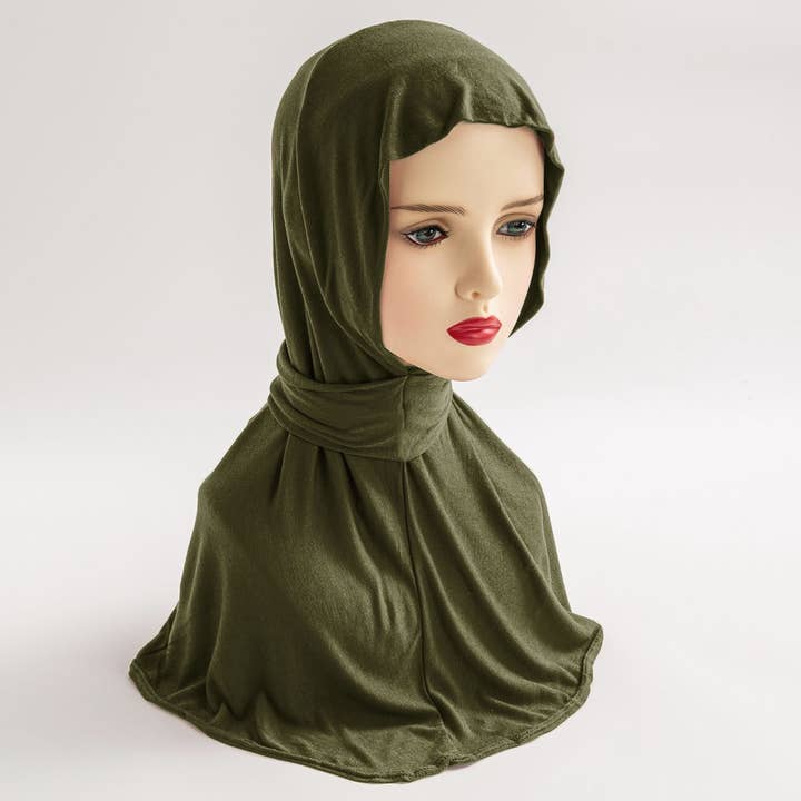ACCITY - Wholesale Hijab - Women's - COTTON HIJAB THREE BUTTON TIE PULLOVER SCARF_CWASC24291