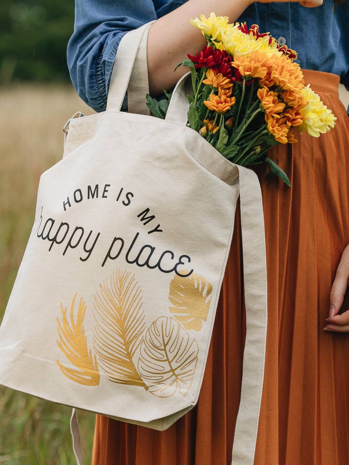 Home Is My Happy Place Luxury Shopper Bag for wholesale by CloudsandCurrents
