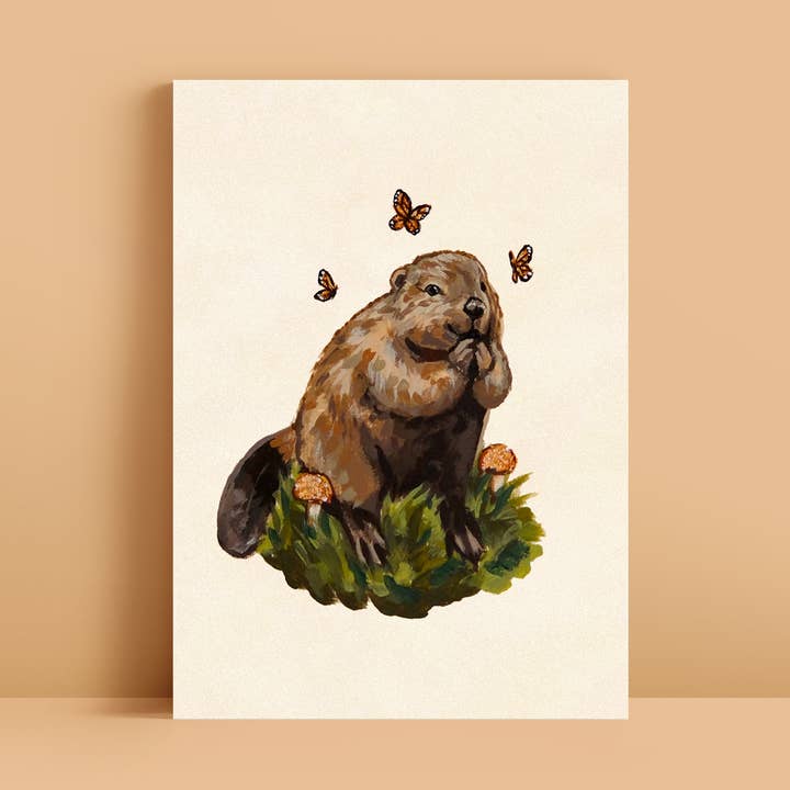 Beaver Art Print | 5x7'' | Cute Wildlife Animal Wall Art for wholesale by Doro Marcello