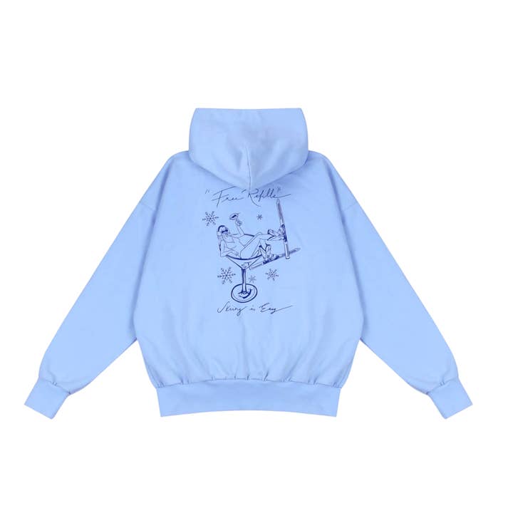 FELPA VINTAGE "RIEMPIMENTI GRATUITI" (AZZURRO) per la vendita all'ingrosso da parte di SKIING IS EASY