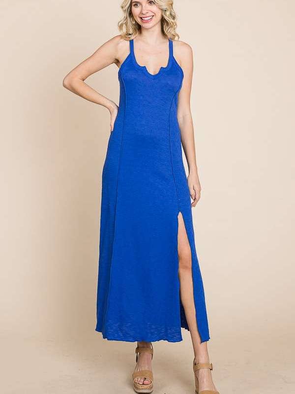 CRD1581 - TINY NOTCH NECK MERROW MAXI DRESS for wholesale by Culture Code