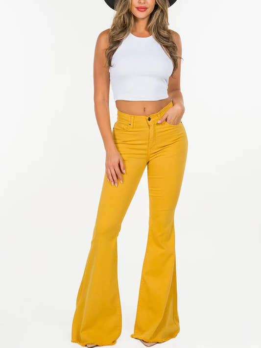 SOMETHING YELLOW BELL BOTTOM JEANS for wholesale by After 12