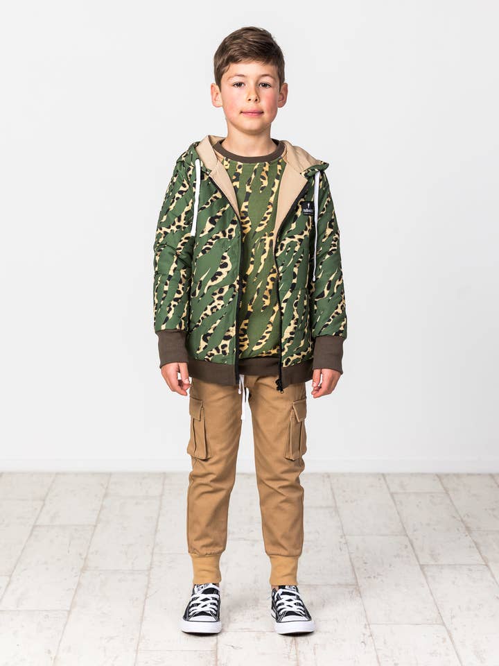 RD1531 VESTE MATELASSÉE LEOPARD TIGER PUFFER pour la vente par Radicool Kids