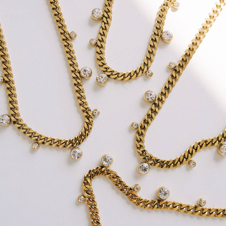 BELJOY - Wholesale Link & Chain Necklace - Chloe Crystal Cuban Chain Necklace2