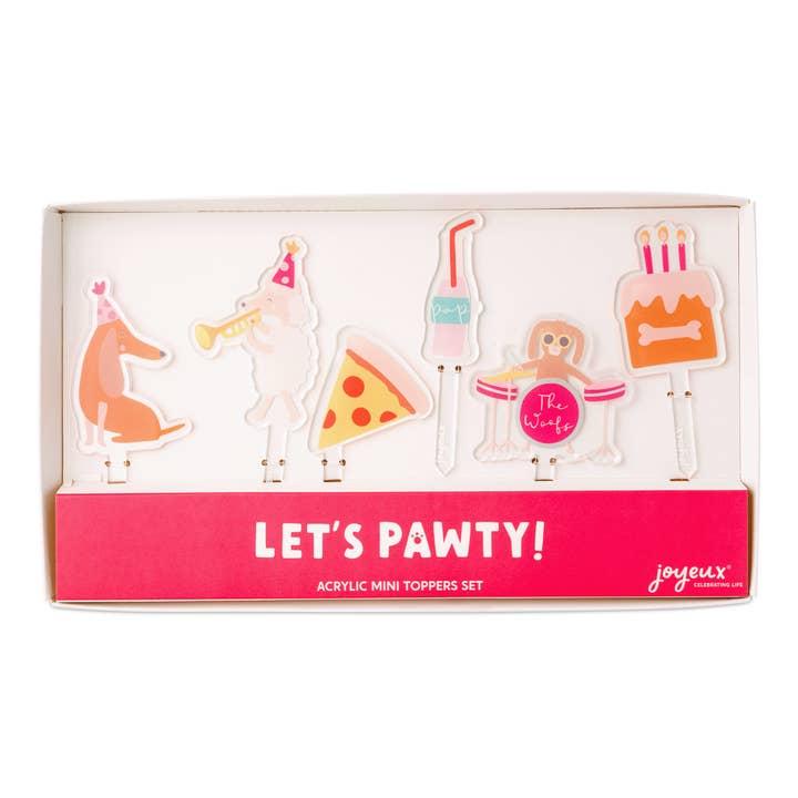 Juego de mini topper acrílicos Let's Pawty para venta al por mayor de Joyeux Company