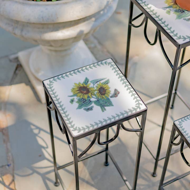 Zaer Ltd. International - Wholesale Plant Pot Stand - "Marisol" Square Iron Mosaic Plant Stands- 3 Assorted3