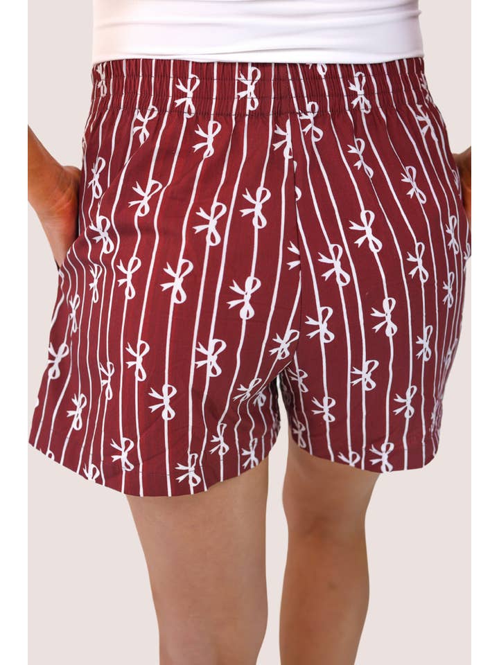 Bows And Goals Boxer Shorts- Maroon for wholesale on Faire7