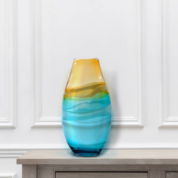 Thorin Hand-Blown Vase Aqua for wholesale on Faire2