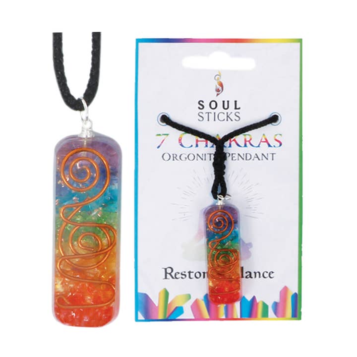Designs by Deekay Inc. – wholesale Pendant/charm necklace – Orgonite Crystal Necklace (4.5 cm.) - 7 Chakras0
