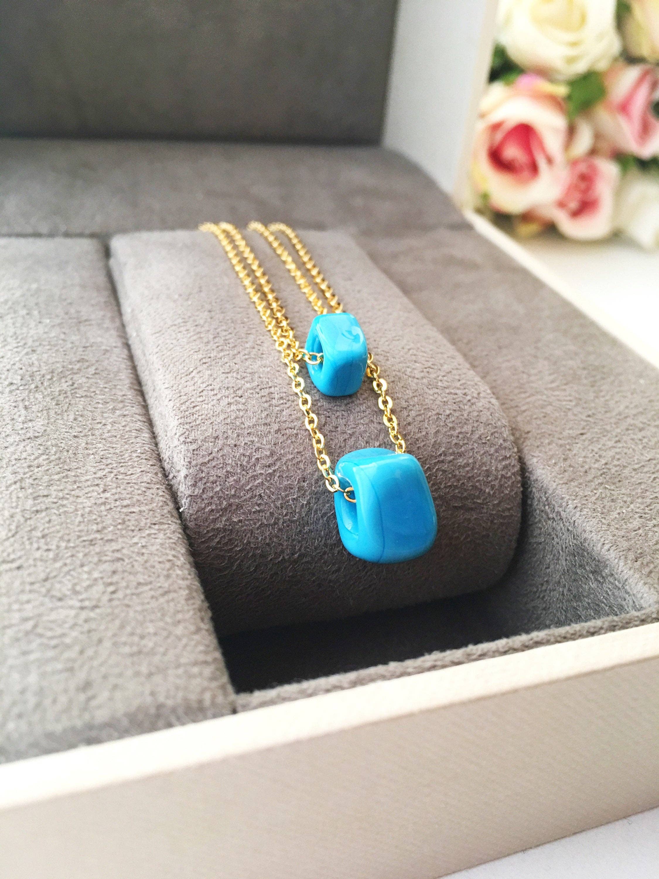 Evileyefavor – wholesale Hänge-/berlockhalsband – Turkos Charm halsband, Dreadlock glaspärla, Stort hål Charm halsband1