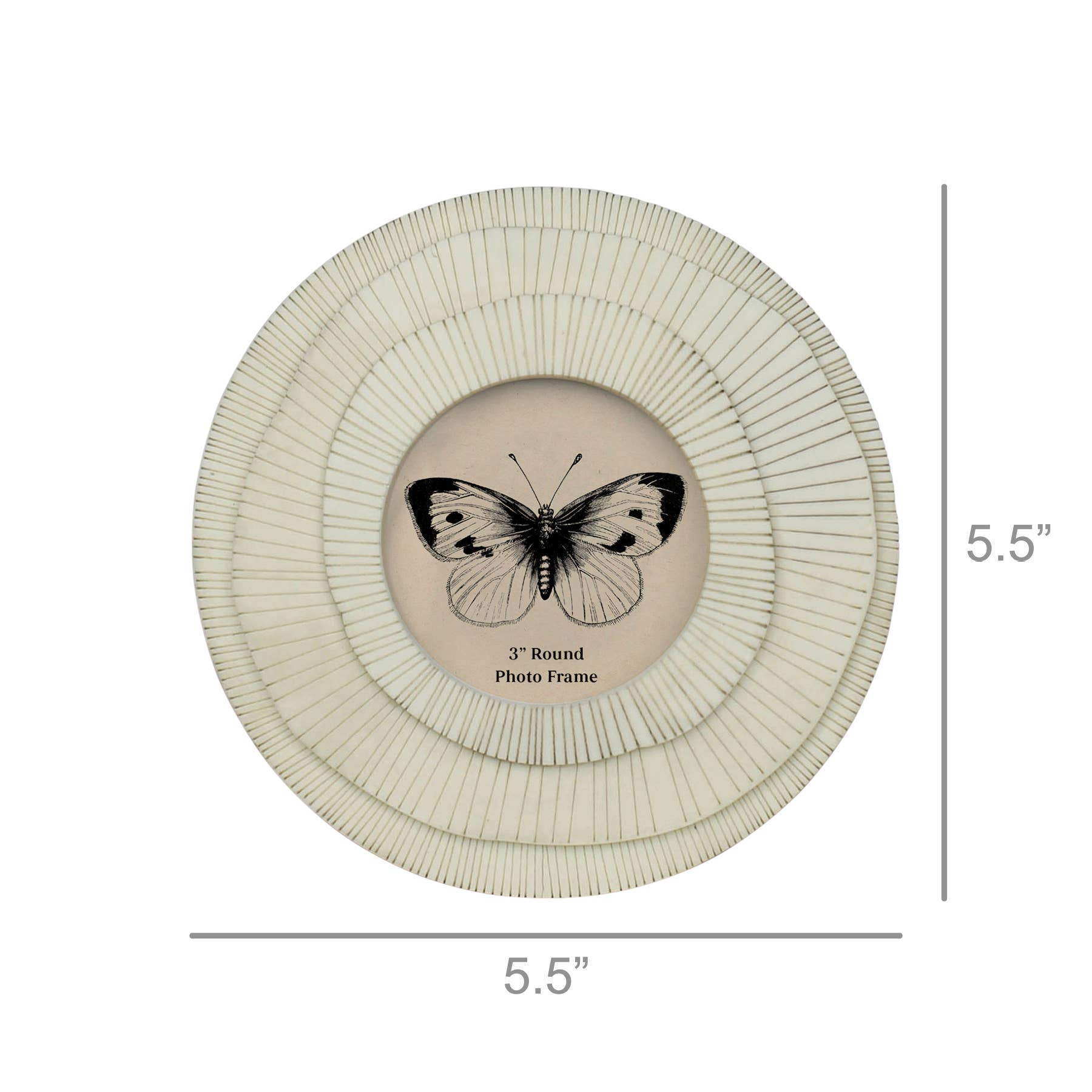 HomArt - Wholesale Picture Frame - Layered Round Frame, White - 3”3