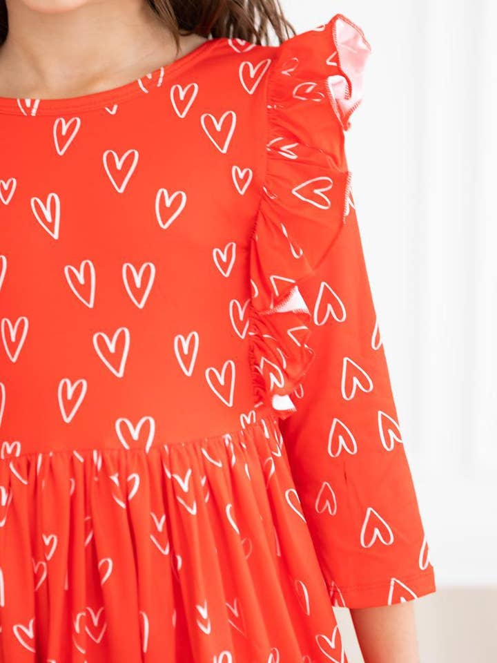 Roses are Red Ruffle Twirl Dress for wholesale by Mila & Rose