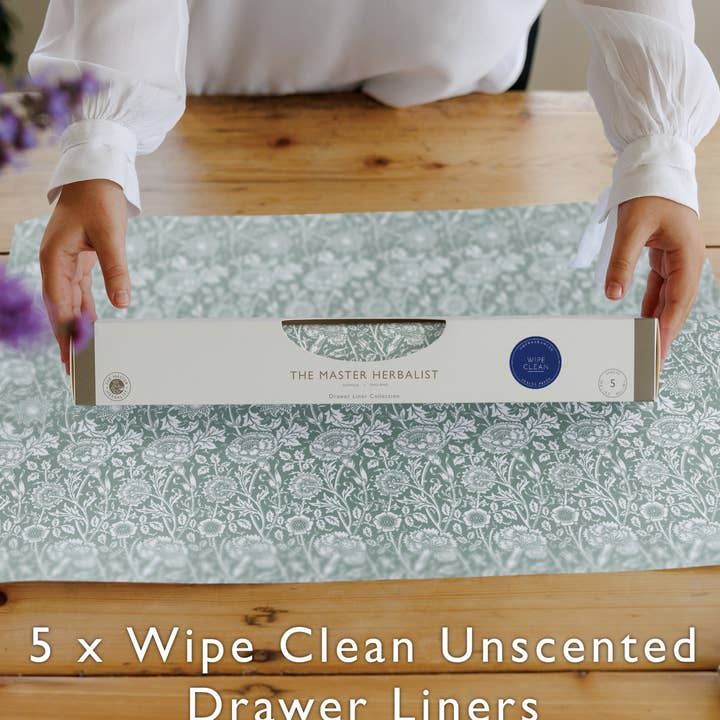 DUCK EGG BLUE William Morris Wipe Clean & Unscented Drawer Liners for wholesale by The Master Herbalist