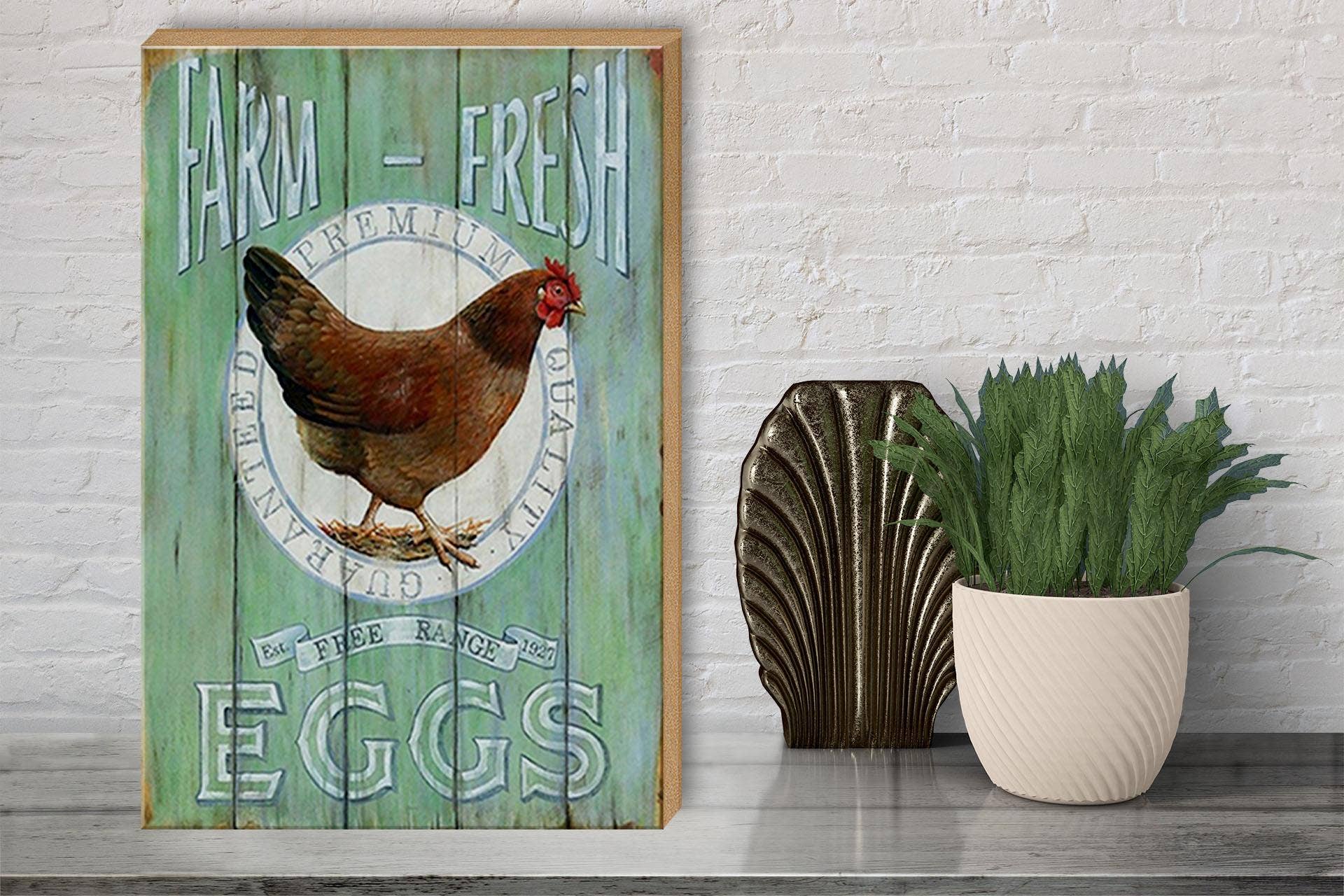 Femer - Wholesale Sign - Wooden sign saying 30x40cm chicken farm fresh eggs free range2