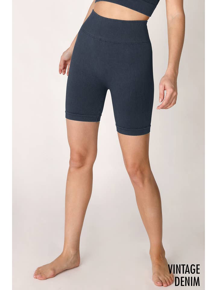 NIKIBIKI - Wholesale Athletic Shorts - Women's - NB8055 - Vintage Ribbed Highwaist Biker Shorts3