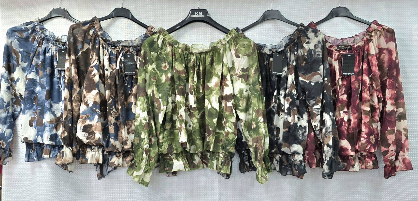 Kurt Muller - Wholesale Blouse - Women's - Abstract Floral Ruffle Bardot Blouse 7