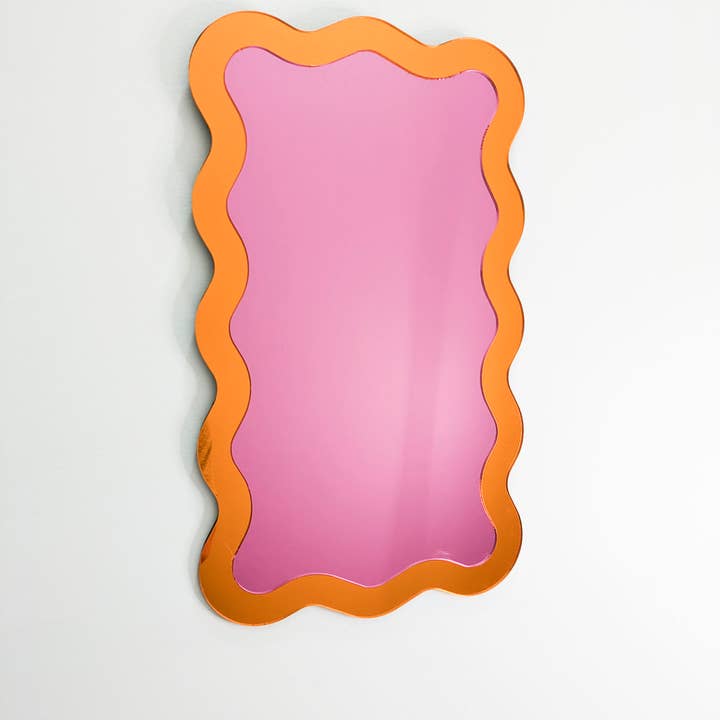 TYST - Wholesale Wall Mirror - Orange & Pink Wavy Mirror
