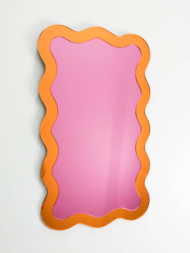 Orange & Pink Wavy Mirror for wholesale by TYST