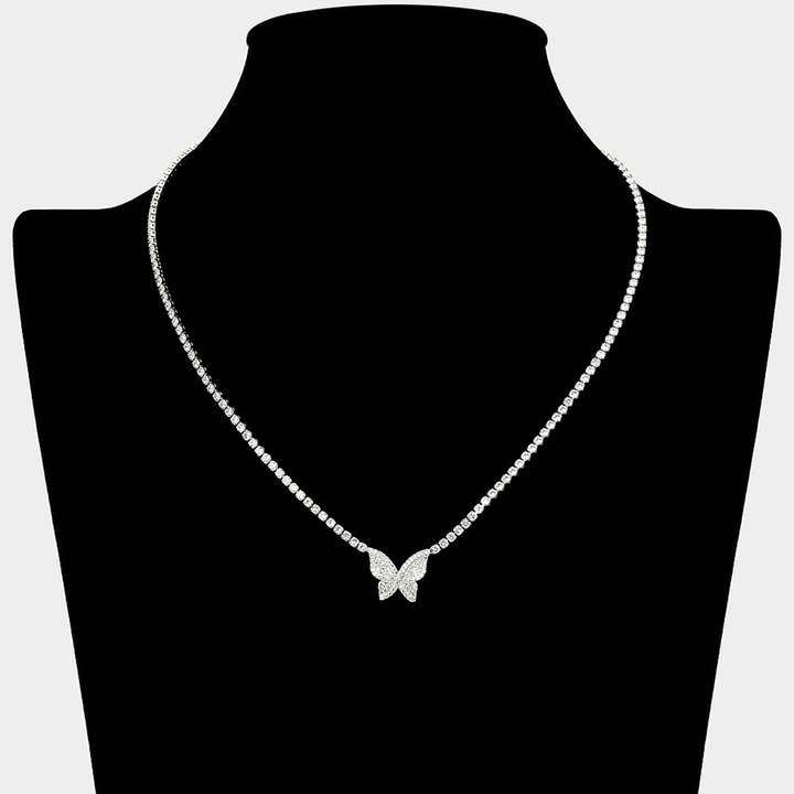 Zarte Schmetterling CZ Stein Anhänger Akzent Strass Gepflasterte Halskette für den Großhandel von Sensibling Corp.