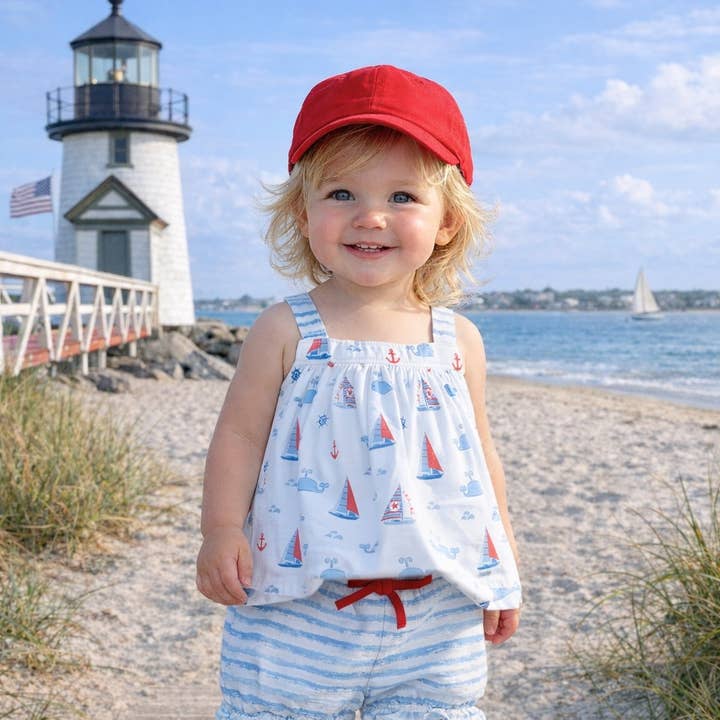Ensemble Bloomer Fille Summe Nantucket Baleines et voiliers pour la vente par Marco and Lizzy
